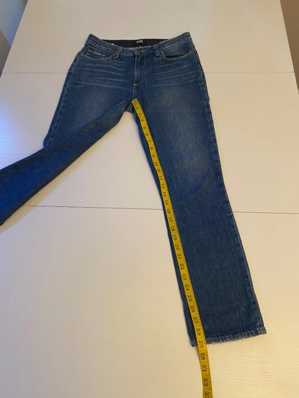 PAIGE Julia Straight Leg Jeans Sz 28 James Wash - Distressed Waist & Raw Hem